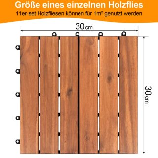 5x Placas Madera Acacia Clip 30x30 cm
