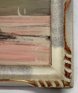 Quadro paesaggio montano con cornice