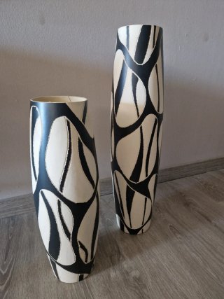 Jarrones de suelo Beige y Negro Cerámica