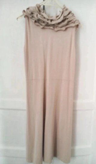 Abito maglina beige con rouches