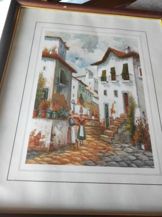 Cuadro decorativo casa de pueblo vintage