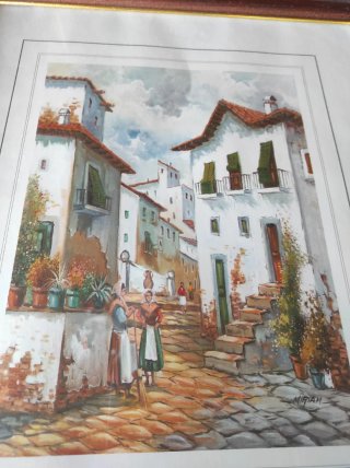 Cuadro decorativo casa de pueblo vintage
