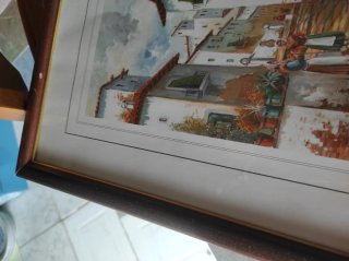 Cuadro decorativo casa de pueblo vintage