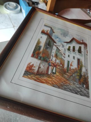 Cuadro decorativo casa de pueblo vintage