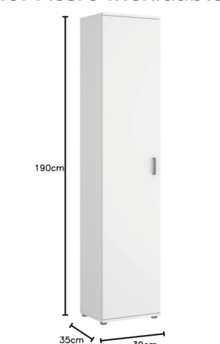 Armario estrecho blanco y gris