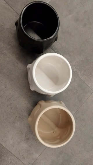 Set di 3 Vasi in Ceramica con Faccia