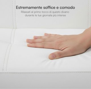 Sofá Cama Piel Sintética Blanco 3 Plazas