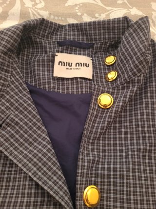 Chaqueta Miu Miu cuadros azul y blanco