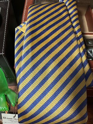 Corbata Lester Seda Rayas Azul Dorado Premium