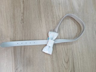 Cinturón piel lazo blanco roto