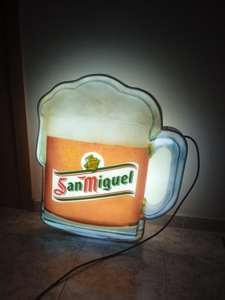 Cartel letrero luminoso 89x74x13 cerveza SanMiguel