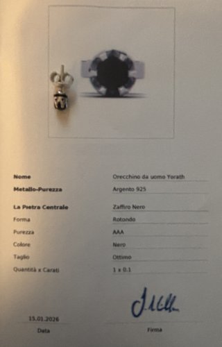 Orecchino Zaffiro naturale NERO Argento 925/1000
