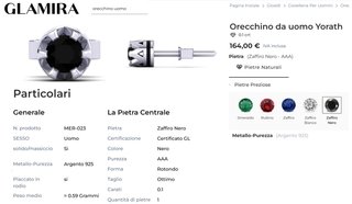 Orecchino Zaffiro naturale NERO Argento 925/1000