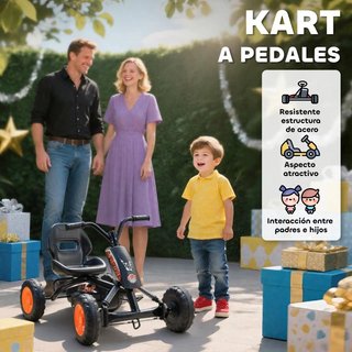 Kart a Pedali per Bambini in Acciaio Nero 2-5 Anni