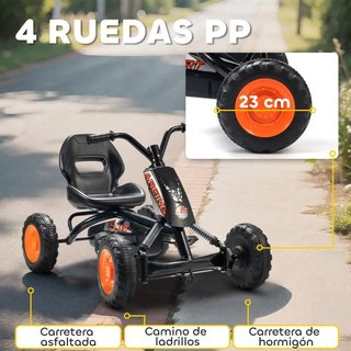 Kart a Pedali per Bambini in Acciaio Nero 2-5 Anni