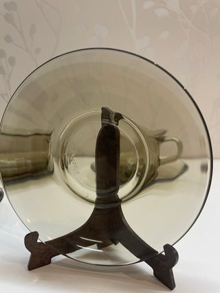 Juego 6 tazas café Arcoroc vintage vidrio ahumado