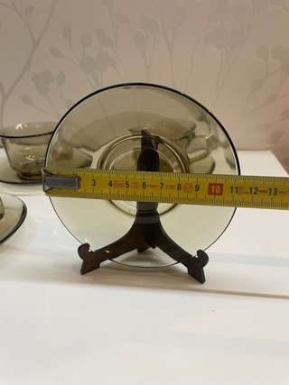 Juego 6 tazas café Arcoroc vintage vidrio ahumado
