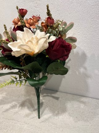 Bouquet rotondo rose e magnolie 45cm fiori finti