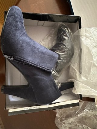 Botines Terciopelo Tacón Azul