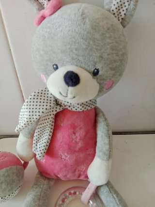Osito peluche bebé rosa y gris