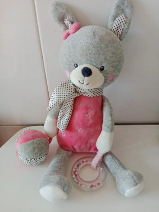 Osito peluche bebé rosa y gris