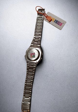 Reloj Digital Vintage Plateado Custom LCD Azul