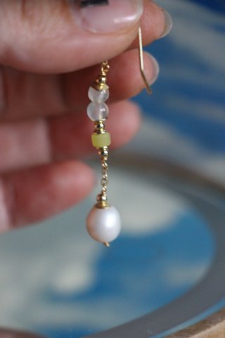 Pendientes colgantes perla y piedra