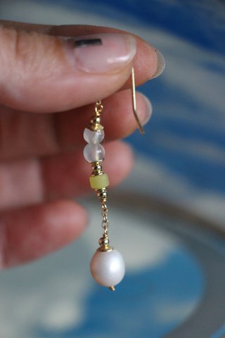 Pendientes colgantes perla y piedra
