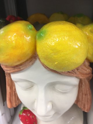Vaso decorativo testa con limoni