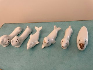 Set 6 poggia posate animali porcellana Vintage