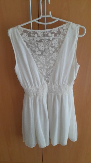 Vestido blanco/beige encaje