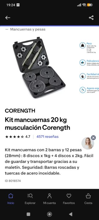 Kit Mancuernas 20kg Corength