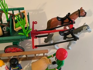 Playmobil Carreta Granja con Caballos y Figuras