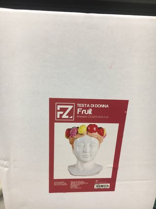 Vaso testa donna frutta decorata