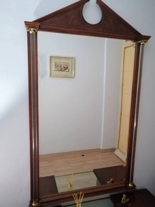 Recibidor espejo madera noble y cristal metacrilat