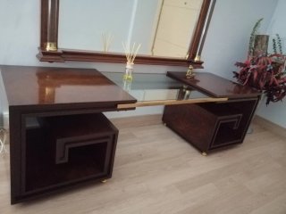 Recibidor espejo madera noble y cristal metacrilat