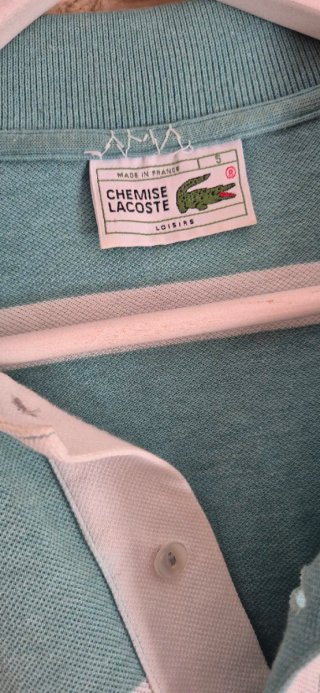 Polo short Lacoste Rayas Teal y Blanco
