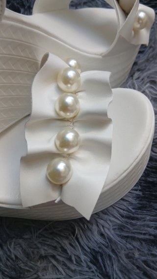 Sandalias Plataforma Verano Blancas Perlas