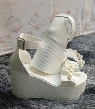 Sandalias Plataforma Verano Blancas Perlas