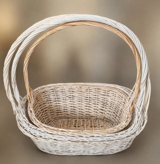 Cestas de mimbre blancas para eventos