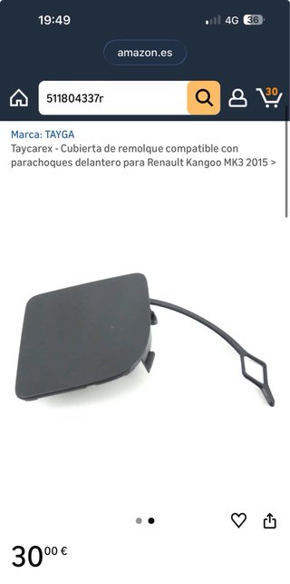 Tapa Gancho Remolque Renault Kangoo