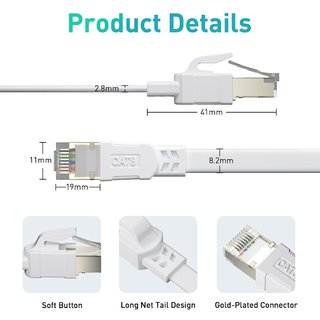 Cable Internet Ethernet CAT 8 plano de 15m