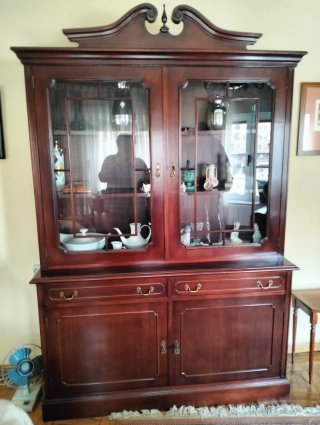 Vitrina de salón de madera y cristal