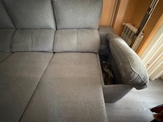 Sofá cama 2,40m gris tela, semi nuevo