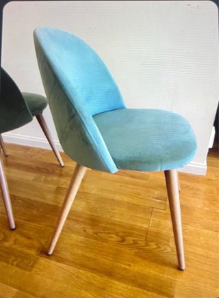 2 Sillas Terciopelo Teal Patas Madera