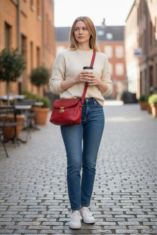 Bolso de hombro rojo