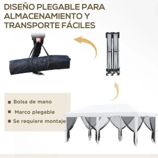 Carpa Gazebo 6x3m Plegable con 6 Paredes