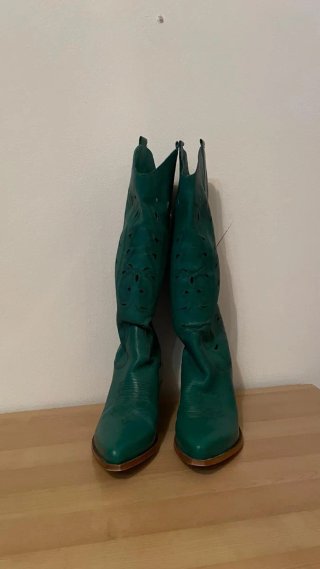 Stivali verdi donna con intagli