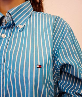 Camisa Tommy Hilfiger Rayas Azul y Blanco