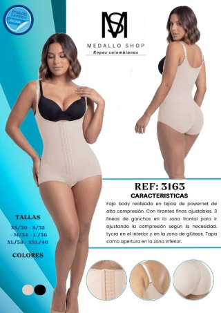 Faja Short Colombiana Medallo Shop Beige/Negro